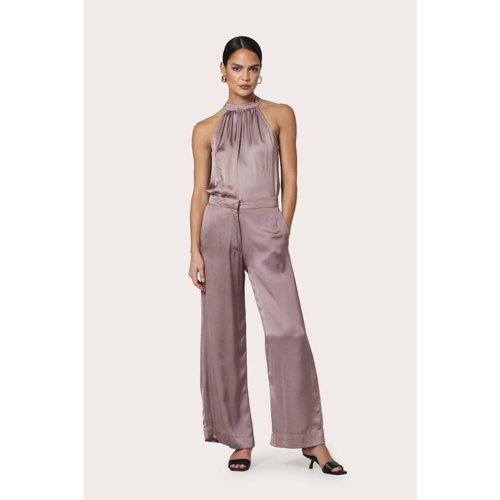 NEW LUSANA tailor silk pant in stone